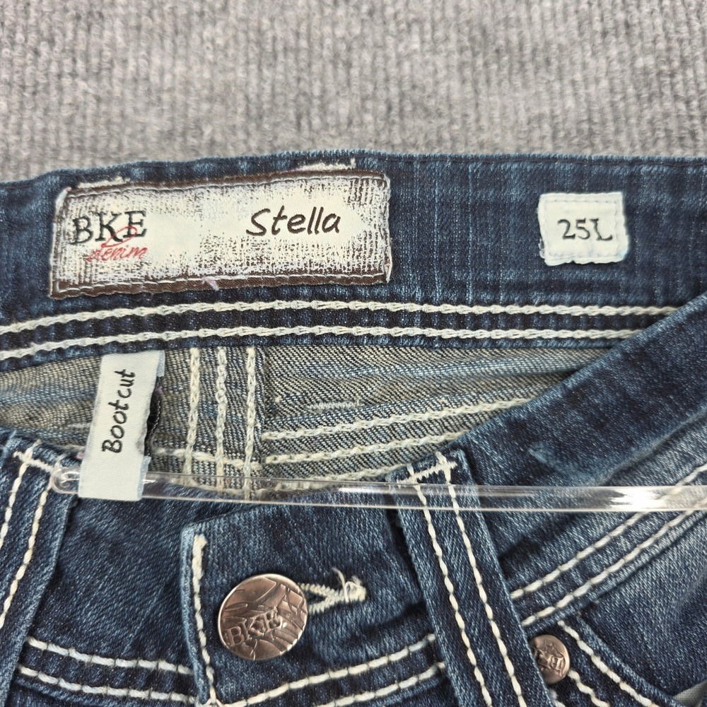 BKE Stella Bootcut Jeans Womens 25L Dark Wash Low Rise Contrast Stitch Denim - Picture 6 of 11